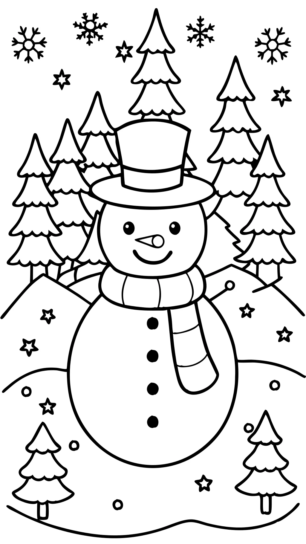 coloring page snowman